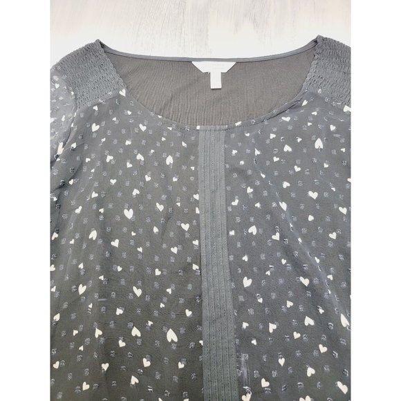 Layered Lauren Conrad Black With White Hearts Allover Top Size PXL - Picture 7 of 8